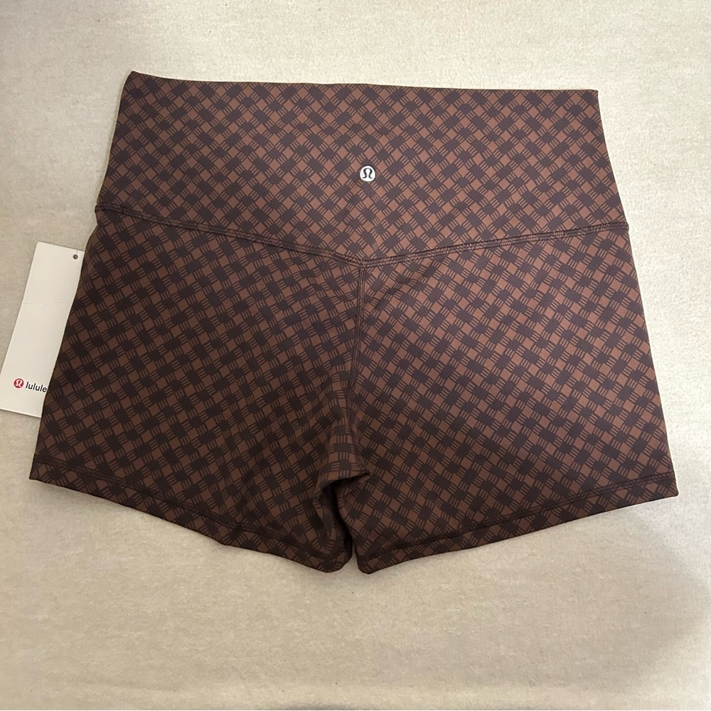 NWT 14 Lululemon Align Hi-Rise Short Jacquard Brown 4” Inseam Workout Activewear